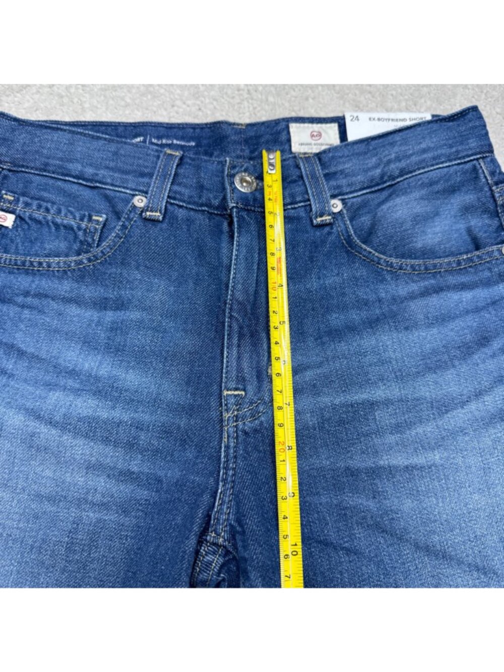 NWT $168 AG Jeans Ex-Boyfriend Shorts Women's Mid-Rise Bermuda Frayed Hem Sz 24 - Picture 7 of 9